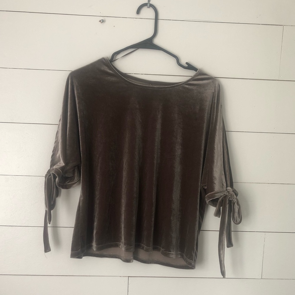 Super cute tie- sleeve velvet top.